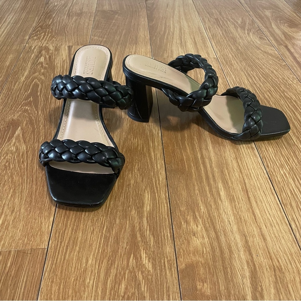 Dune London Black Braided Heeled Sandals